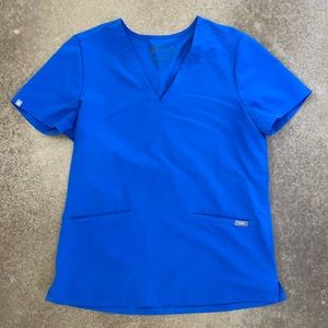 Figs Casma Scrub Top- Royal Blue SMALL